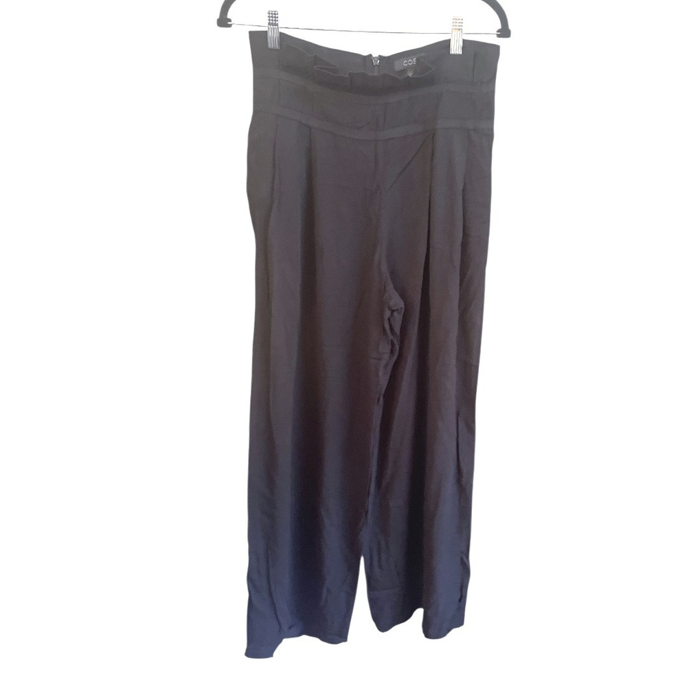 COS Black Wide Leg Pants With Ruffle‎ Waist 4